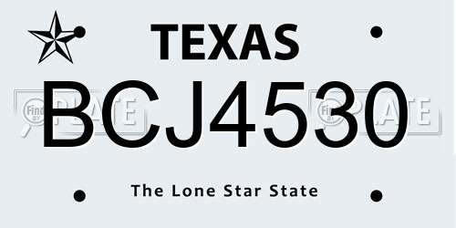 BCJ4530 Texas License Plate