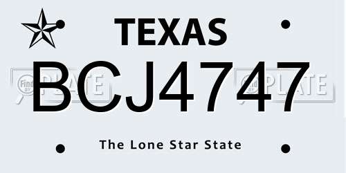 BCJ4747 Texas License Plate