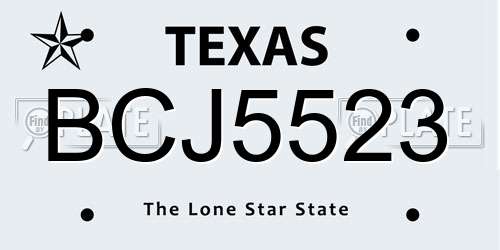 BCJ5523 Texas License Plate