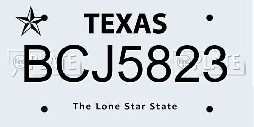 BCJ5823 Texas License Plate