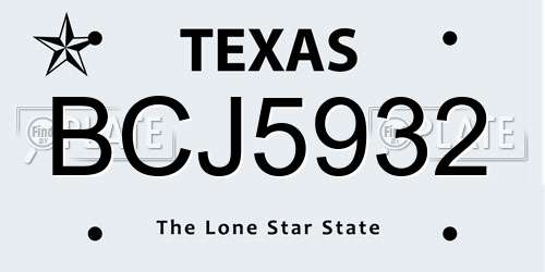 BCJ5932 Texas License Plate