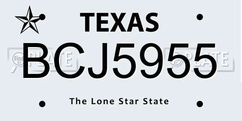 BCJ5955 Texas License Plate