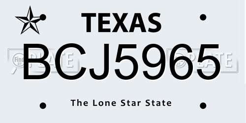 BCJ5965 Texas License Plate