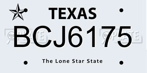BCJ6175 Texas License Plate