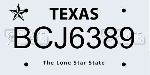 BCJ6389 Texas License Plate