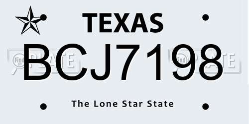 BCJ7198 Texas License Plate
