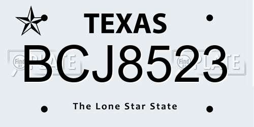 BCJ8523 Texas License Plate
