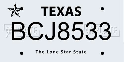 BCJ8533 Texas License Plate