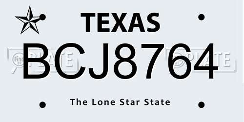BCJ8764 Texas License Plate