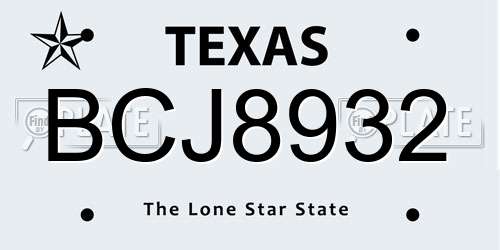 BCJ8932 Texas License Plate