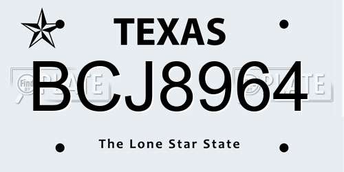 BCJ8964 Texas License Plate