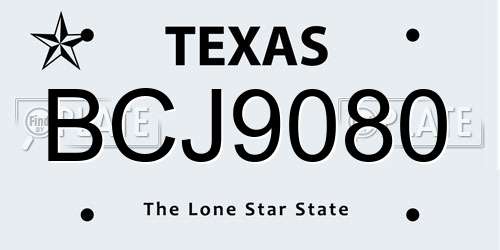 BCJ9080 Texas License Plate