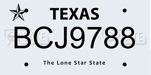 BCJ9788 Texas License Plate