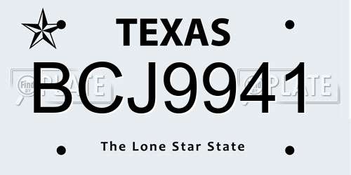 BCJ9941 Texas License Plate