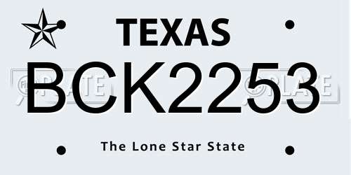 BCK2253 Texas License Plate