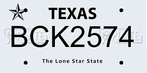 BCK2574 Texas License Plate