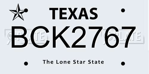 BCK2767 Texas License Plate