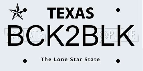 BCK2BLK Texas License Plate