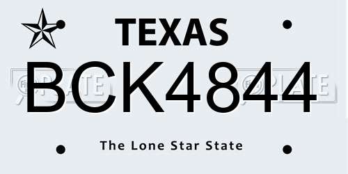 BCK4844 Texas License Plate