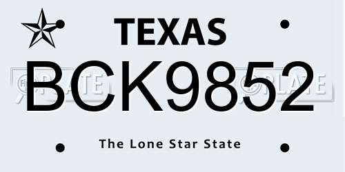 BCK9852 Texas License Plate