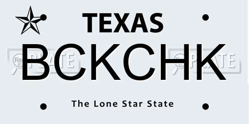 BCKCHK Texas License Plate