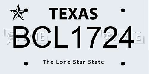 BCL1724 Texas License Plate
