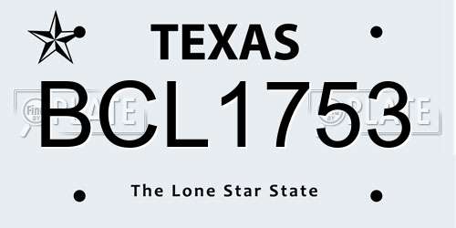 BCL1753 Texas License Plate