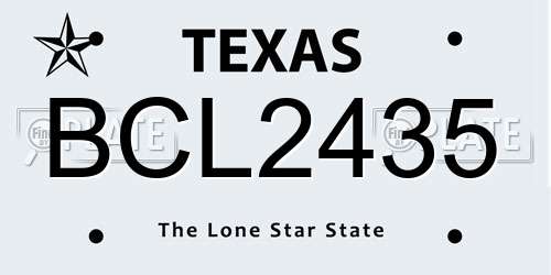BCL2435 Texas License Plate