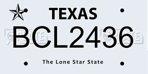 BCL2436 Texas License Plate