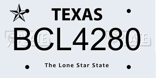 BCL4280 Texas License Plate