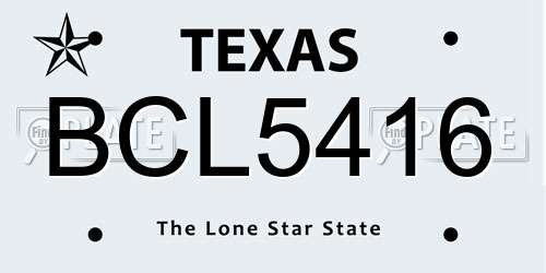BCL5416 Texas License Plate
