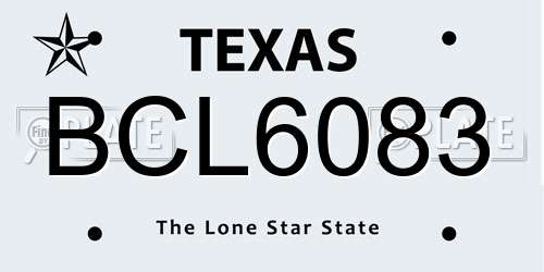 BCL6083 Texas License Plate