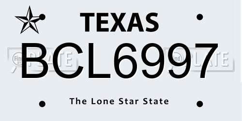 BCL6997 Texas License Plate