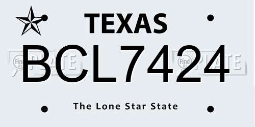 BCL7424 Texas License Plate