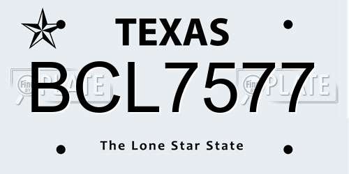 BCL7577 Texas License Plate
