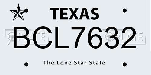 BCL7632 Texas License Plate