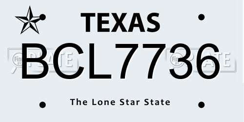 BCL7736 Texas License Plate