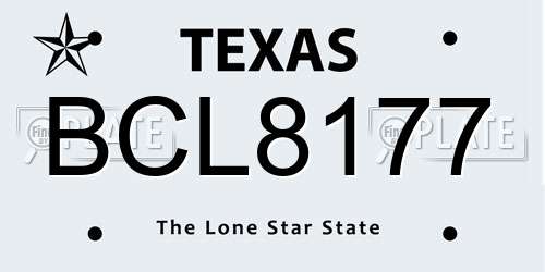 BCL8177 Texas License Plate