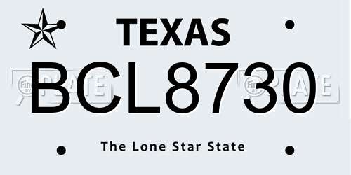 BCL8730 Texas License Plate