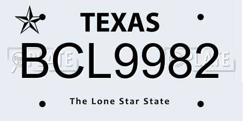 BCL9982 Texas License Plate