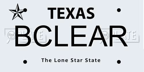 BCLEAR Texas License Plate