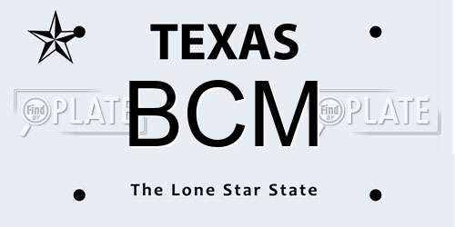 BCM Texas License Plate
