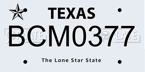 BCM0377 Texas License Plate