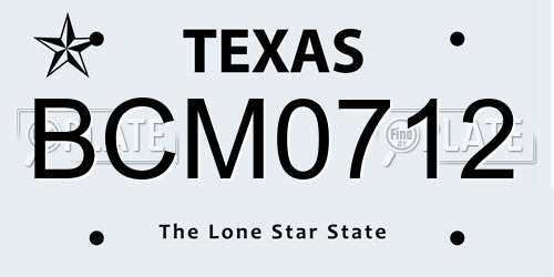 BCM0712 Texas License Plate