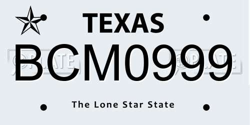 BCM0999 Texas License Plate