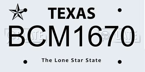BCM1670 Texas License Plate