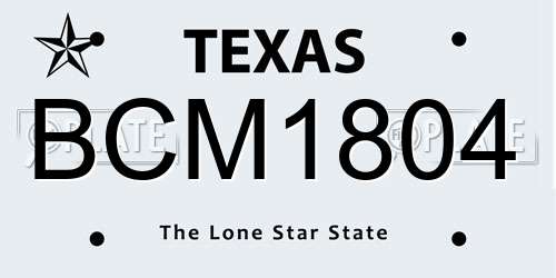 BCM1804 Texas License Plate