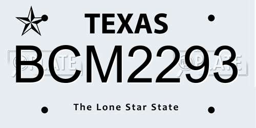 BCM2293 Texas License Plate