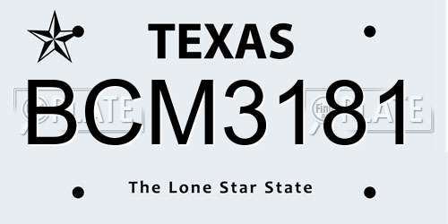 BCM3181 Texas License Plate
