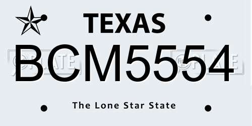 BCM5554 Texas License Plate